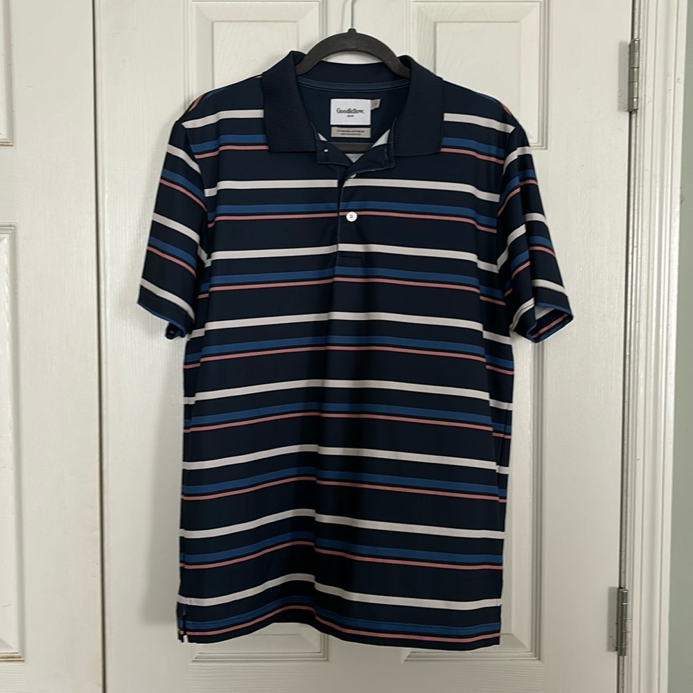 Men’s large striped athletic polo